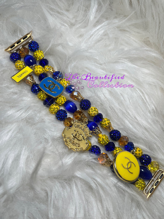 Blue and Yellow Apple Watch Band